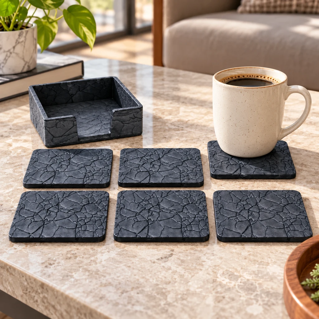 Unbreakable Acrylic Coasters — Set of 6 with Stand - view 3